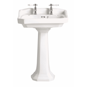 Heritage Granley Standard 610mm Basin 2 Tap Hole White PGRW05