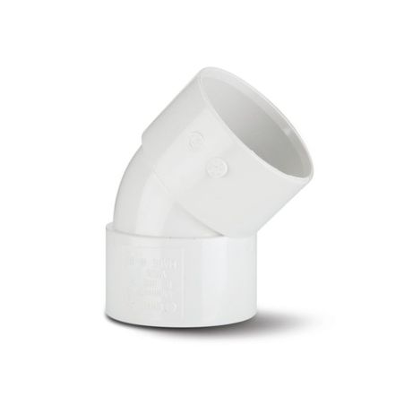 Polypipe Waste White 40mm Obtuse Bend 45 Degree WS18W