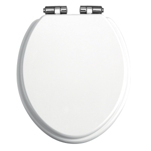 Heritage Soft Close Toilet Seat Chrome Hinges White Gloss TSWGL101SC