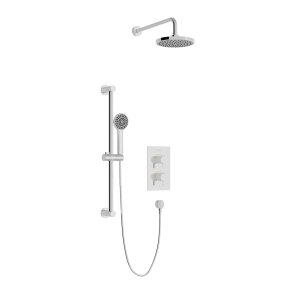 Heritage Dartmouth Concealed 2 Outlet 2 Handle Thermostatic Valve with Fixed Head and Flexible Kit Chrome SDACDUAL01