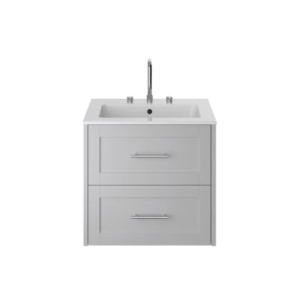 Heritage Lynton 600mm Wall Hung 2 Drawer Vanity Unit - Dove Grey LYDG60WH