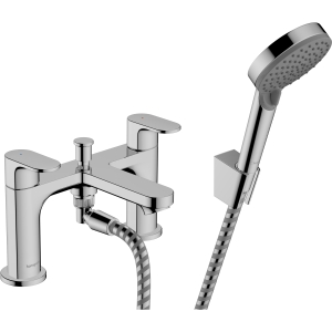 Hansgrohe Rebris S 2-Hole Rim Mounted Bath Mixer With Diverter Valve And Vernis Blend Hand Shower Vario Chrome 72447000