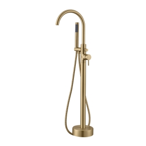 iflo Albany Floor Mounted Bath Filler & Hand Shower - Brushed Brass