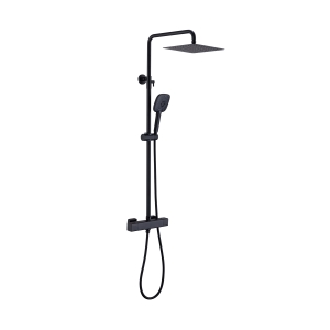 iflo Ottawa Soft Square TwoWay Thermostatic Shower - Black with Adjustable Riser Rail