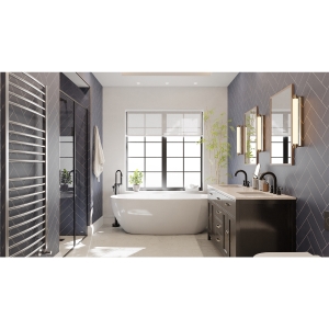 iflo Celestial Blue Herringbone Tile Effect Easy Lock Wall Panel 2400mm x 620mm 188139