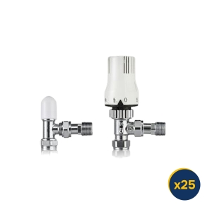 Plumbright Angle TRV & LS 15mmx1/2" White Smooth Multibuy Pack of 25 C04167N031B-MCP